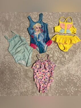 4-Swim Variety - Disney Frozen Elsa, Flower Teal, Pink Floral, Yellow butterfly